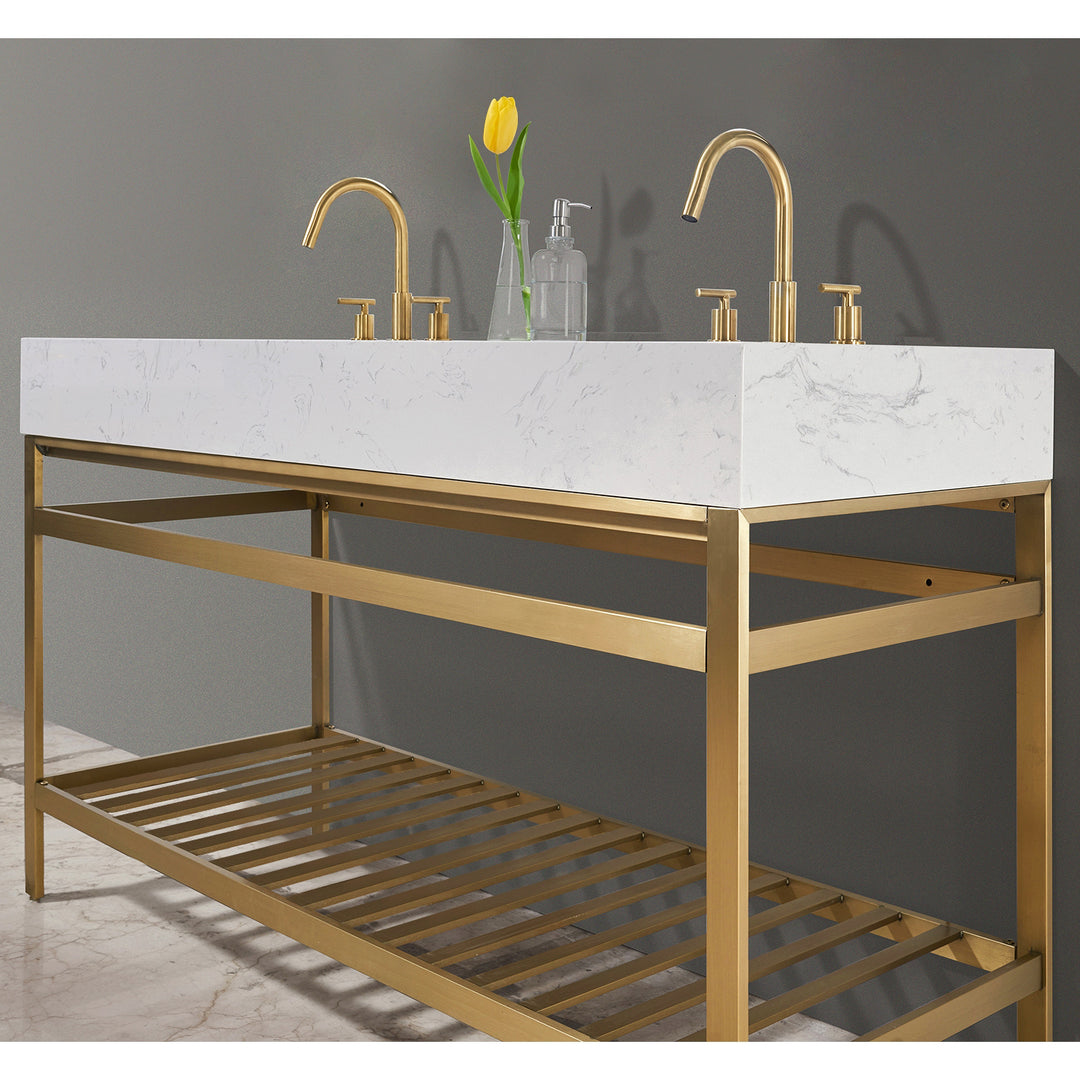Merano 60" Double Stainless Steel Vanity Console