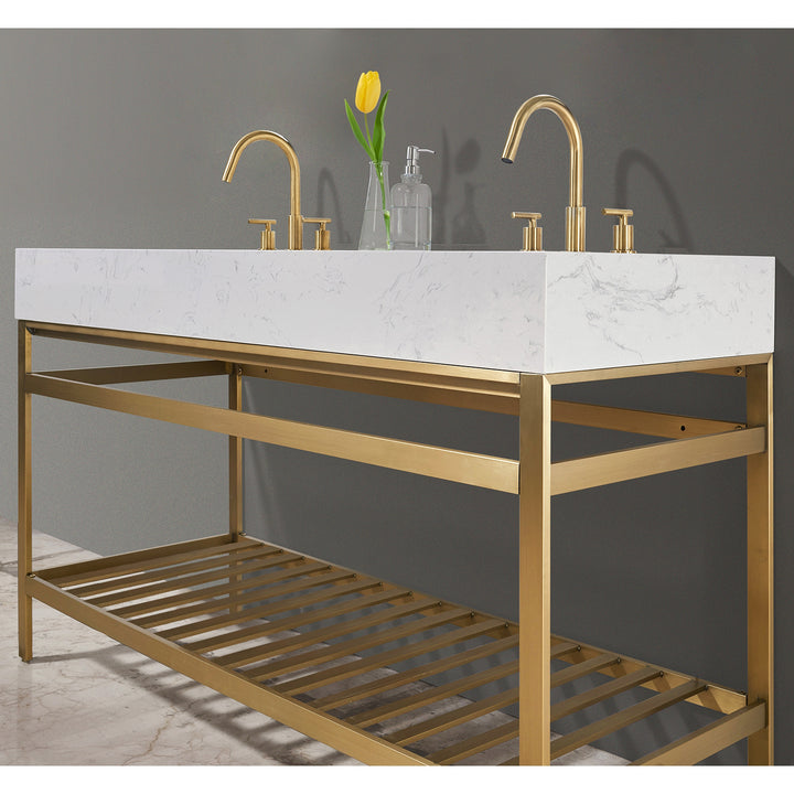 Merano 60" Double Stainless Steel Vanity Console