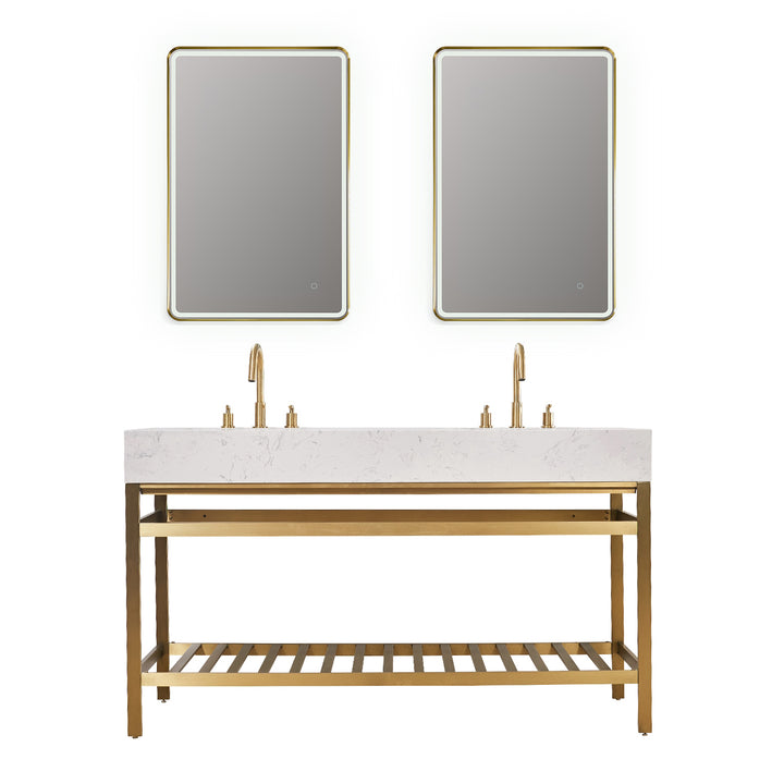 Merano 60" Double Stainless Steel Vanity Console