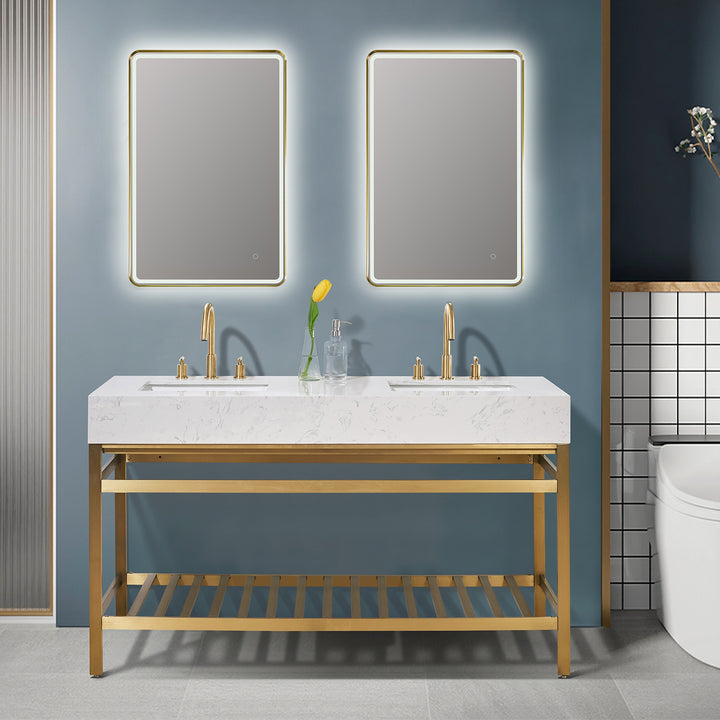 Merano 60" Double Stainless Steel Vanity Console