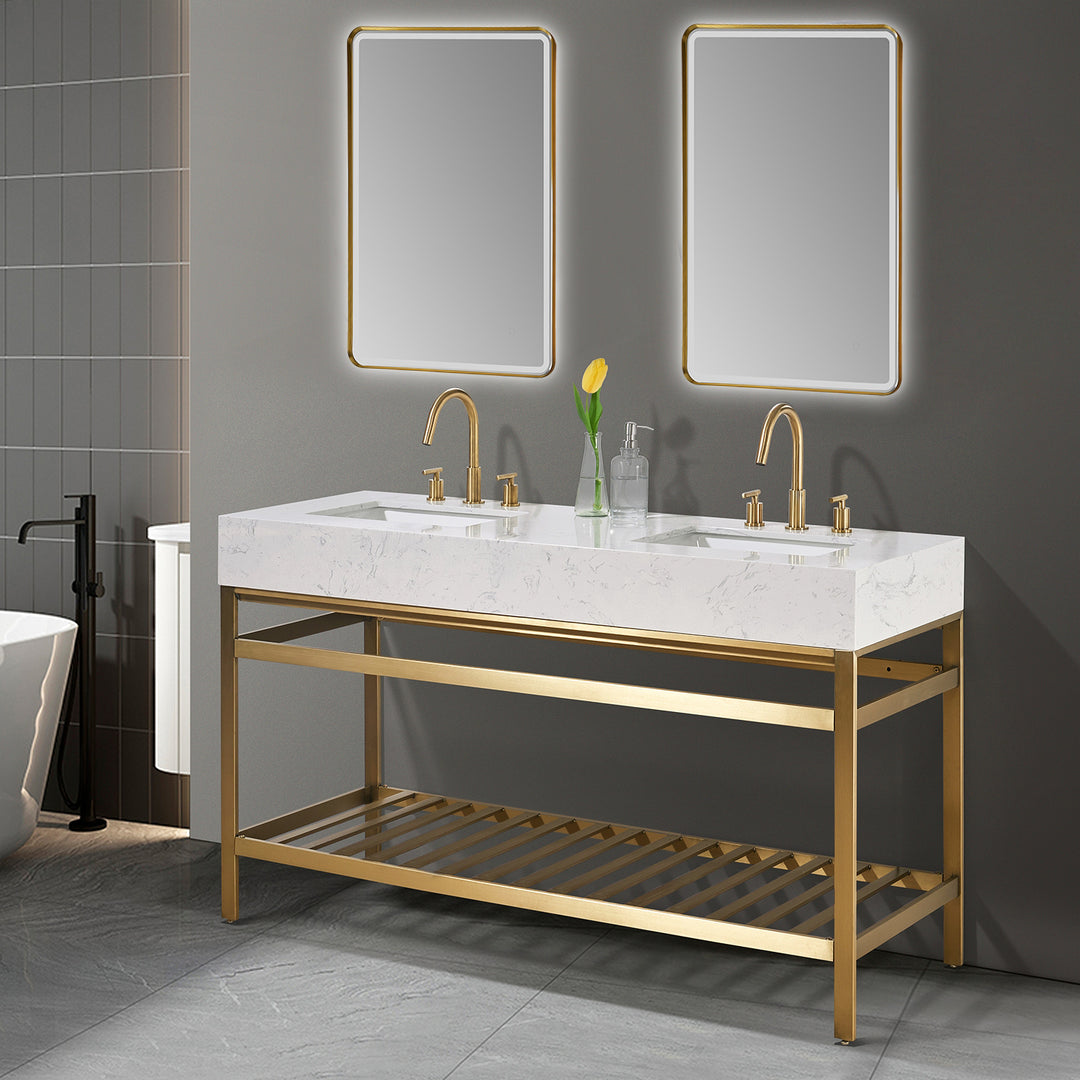 Merano 60" Double Stainless Steel Vanity Console