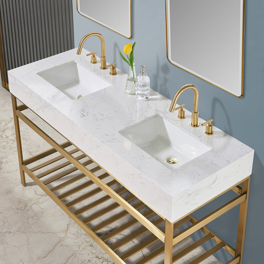 Merano 60" Double Stainless Steel Vanity Console