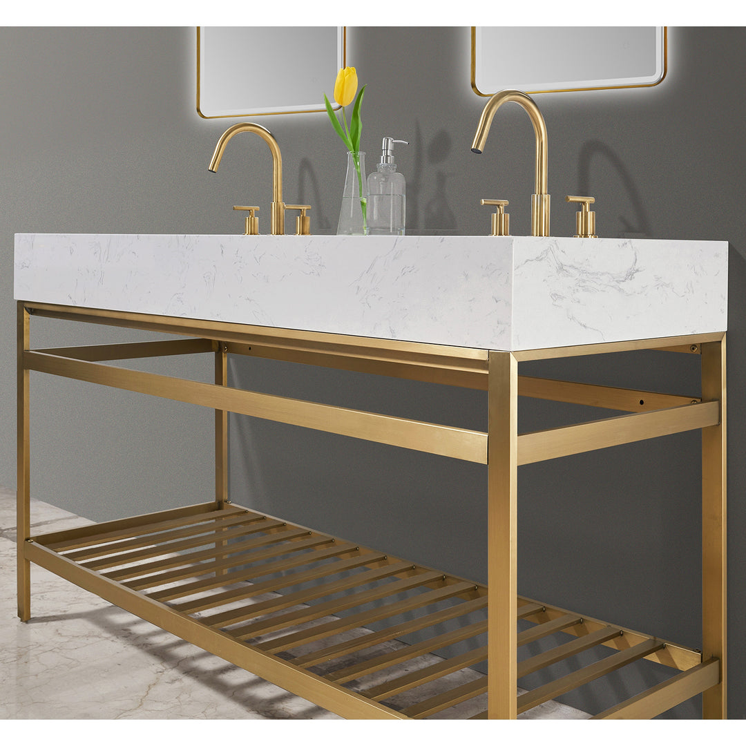 Merano 60" Double Stainless Steel Vanity Console