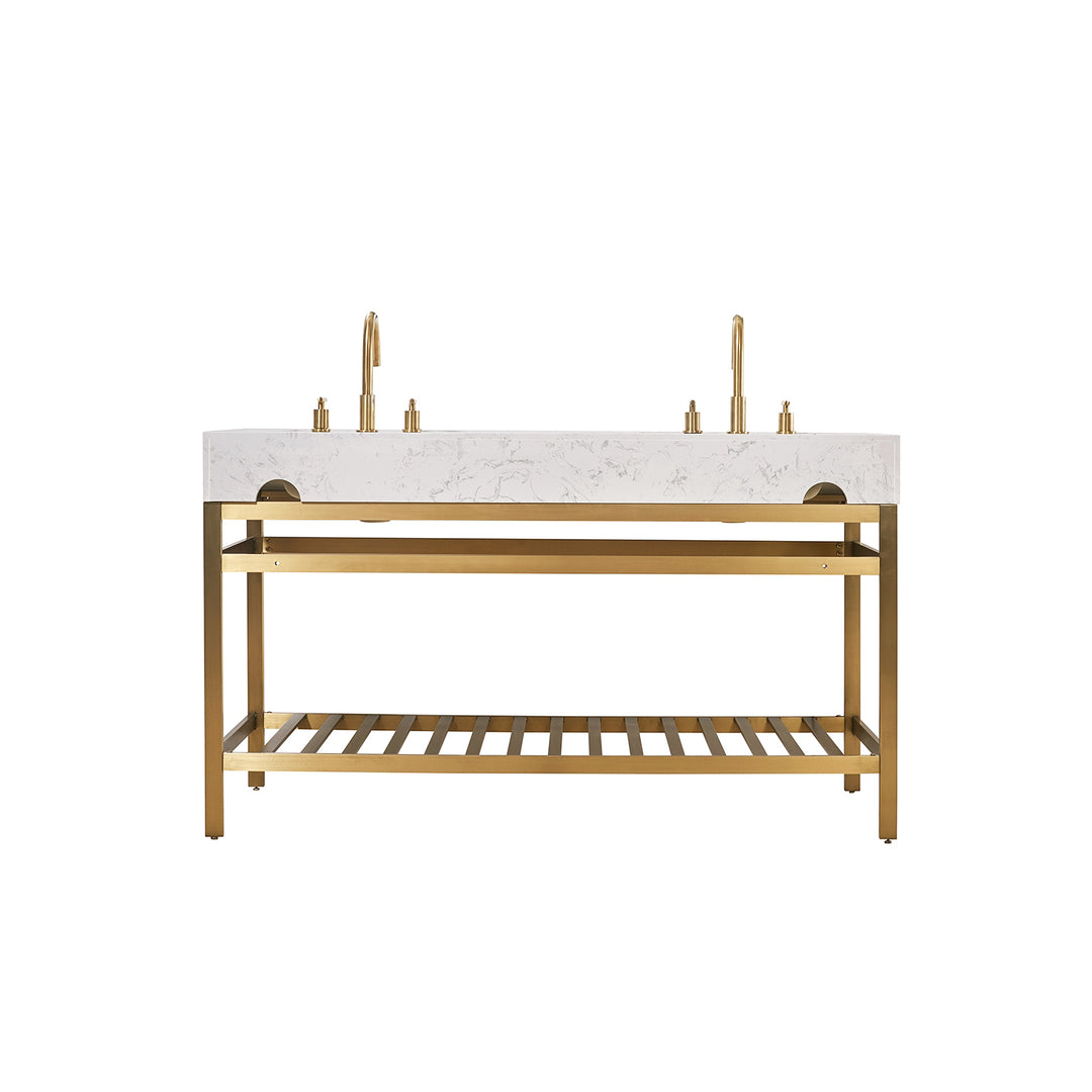 Merano 60" Double Stainless Steel Vanity Console