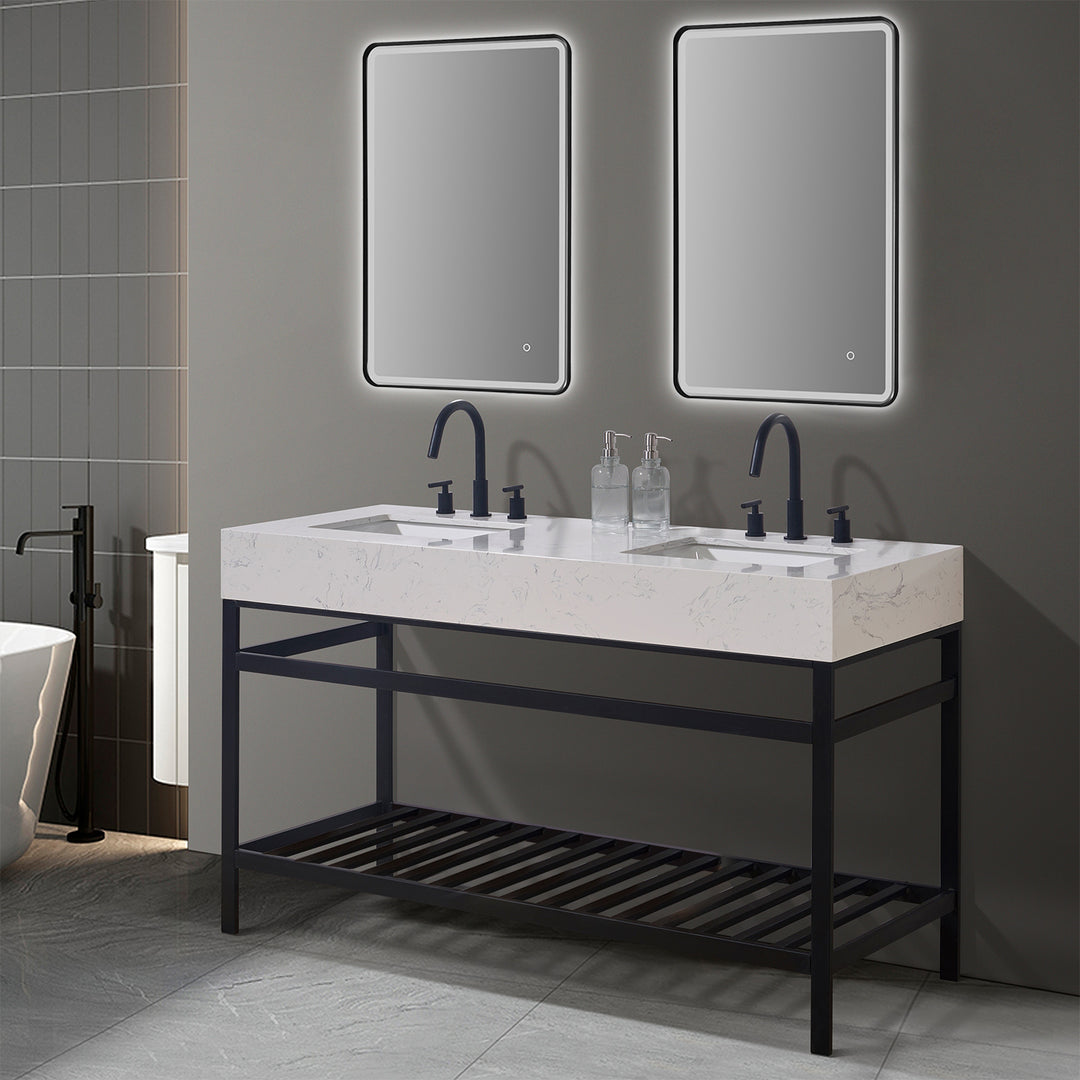Merano 60" Double Stainless Steel Vanity Console