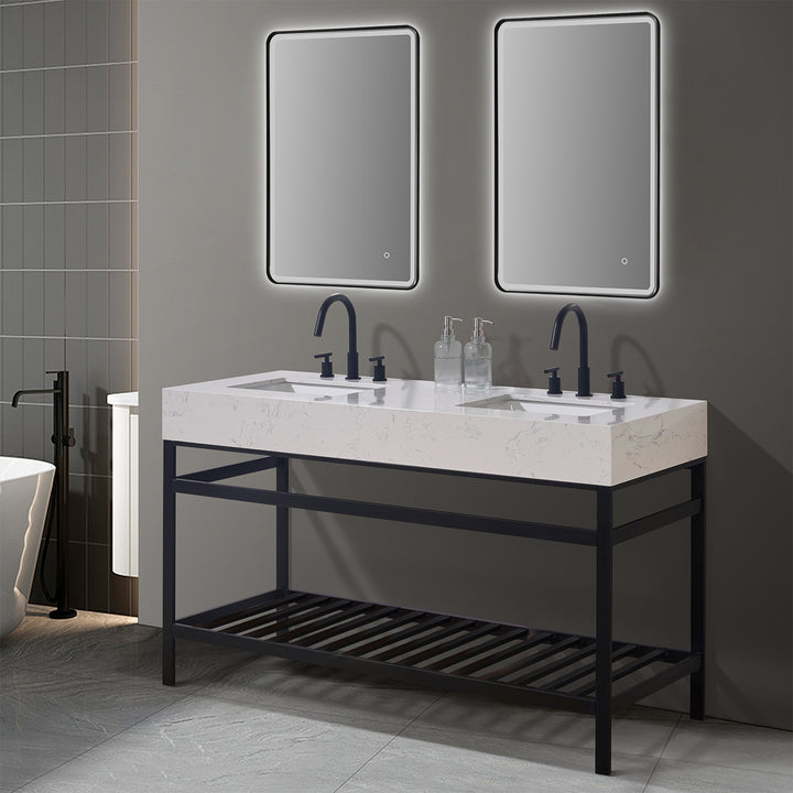 Merano 60" Double Stainless Steel Vanity Console