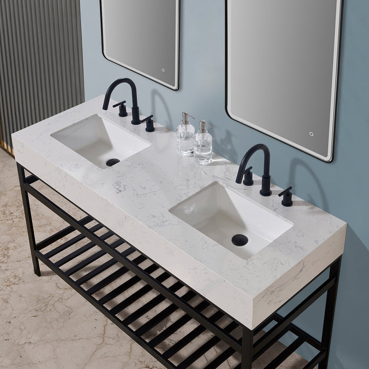 Merano 60" Double Stainless Steel Vanity Console