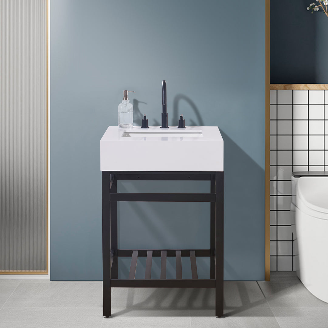 Edolo 24" Single Stainless Steel Vanity Console