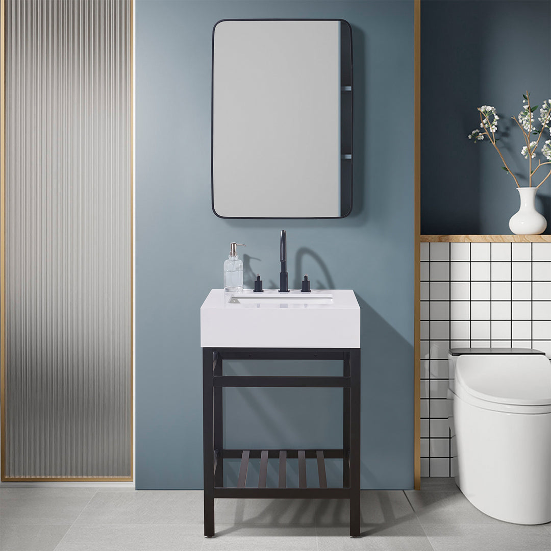 Edolo 24" Single Stainless Steel Vanity Console