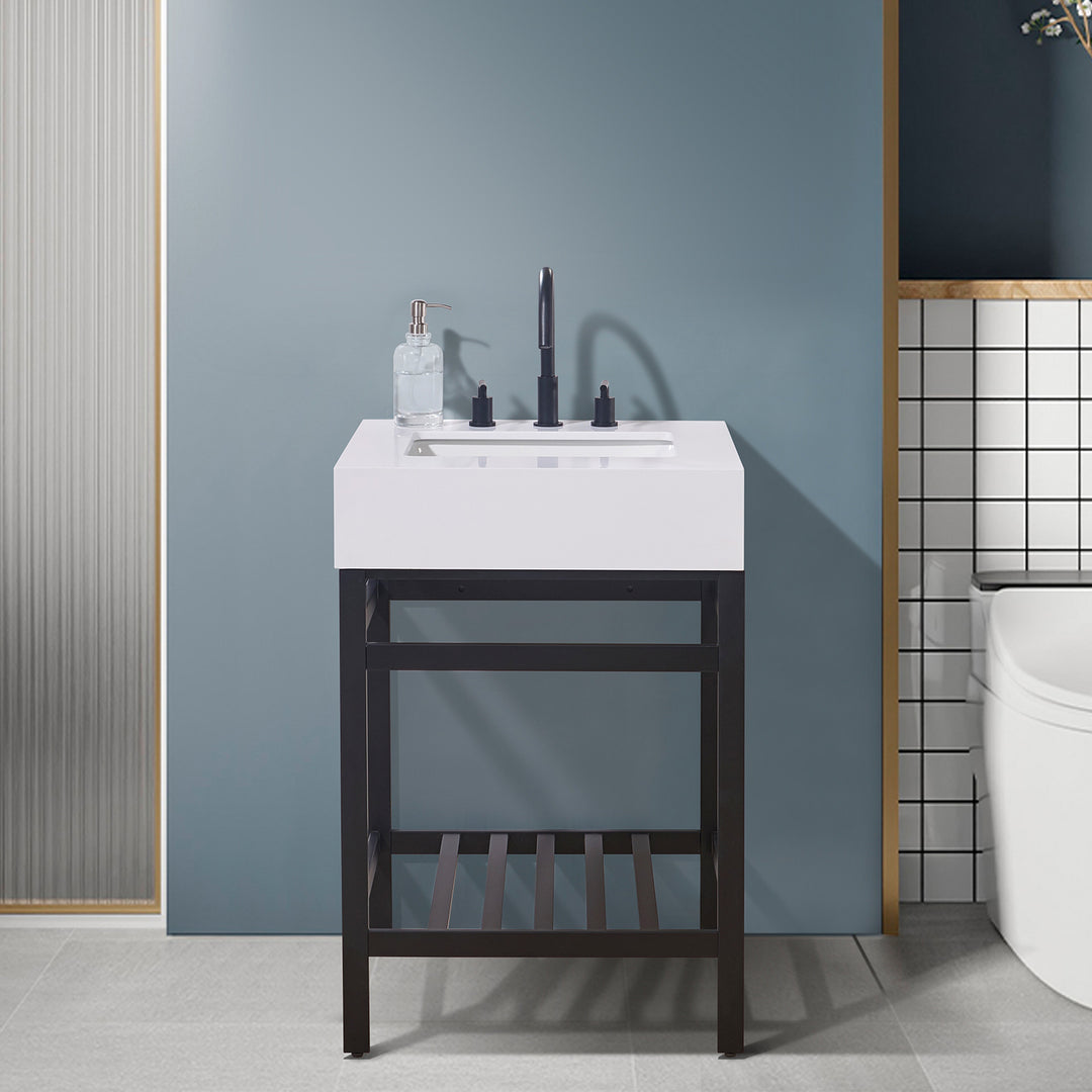 Edolo 24" Single Stainless Steel Vanity Console