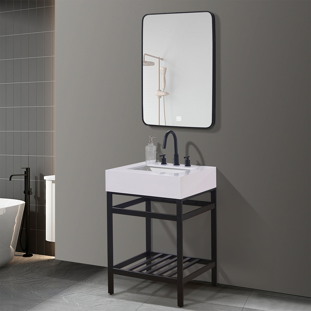 Edolo 24" Single Stainless Steel Vanity Console