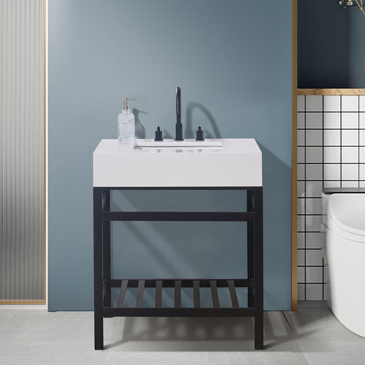 Edolo 30" Single Stainless Steel Vanity Console