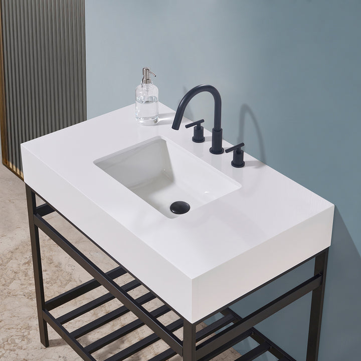 Edolo 36" Single Stainless Steel Vanity Console