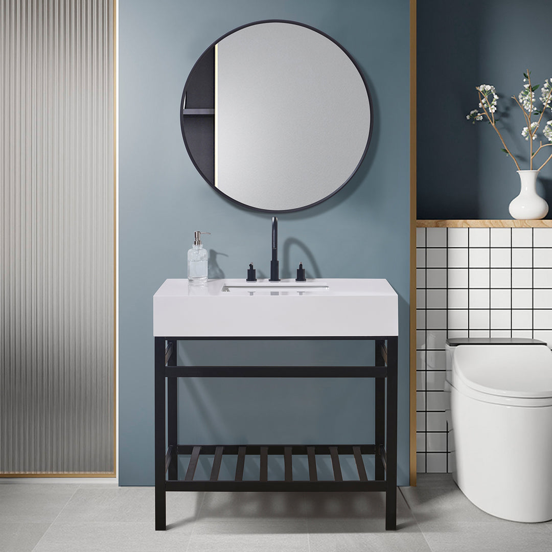 Edolo 36" Single Stainless Steel Vanity Console