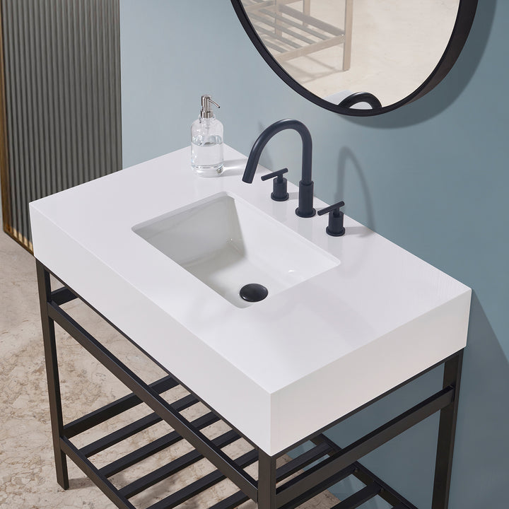Edolo 36" Single Stainless Steel Vanity Console