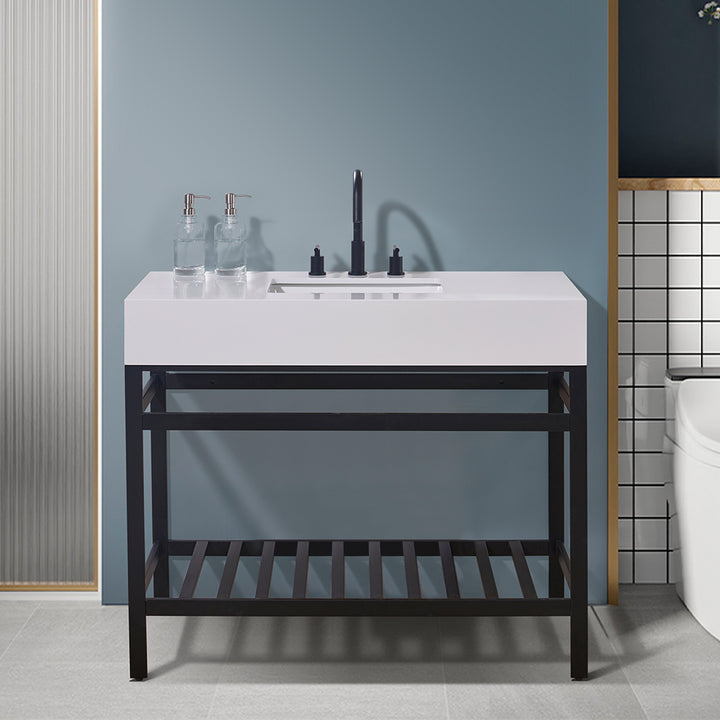 Edolo 42" Single Stainless Steel Vanity Console