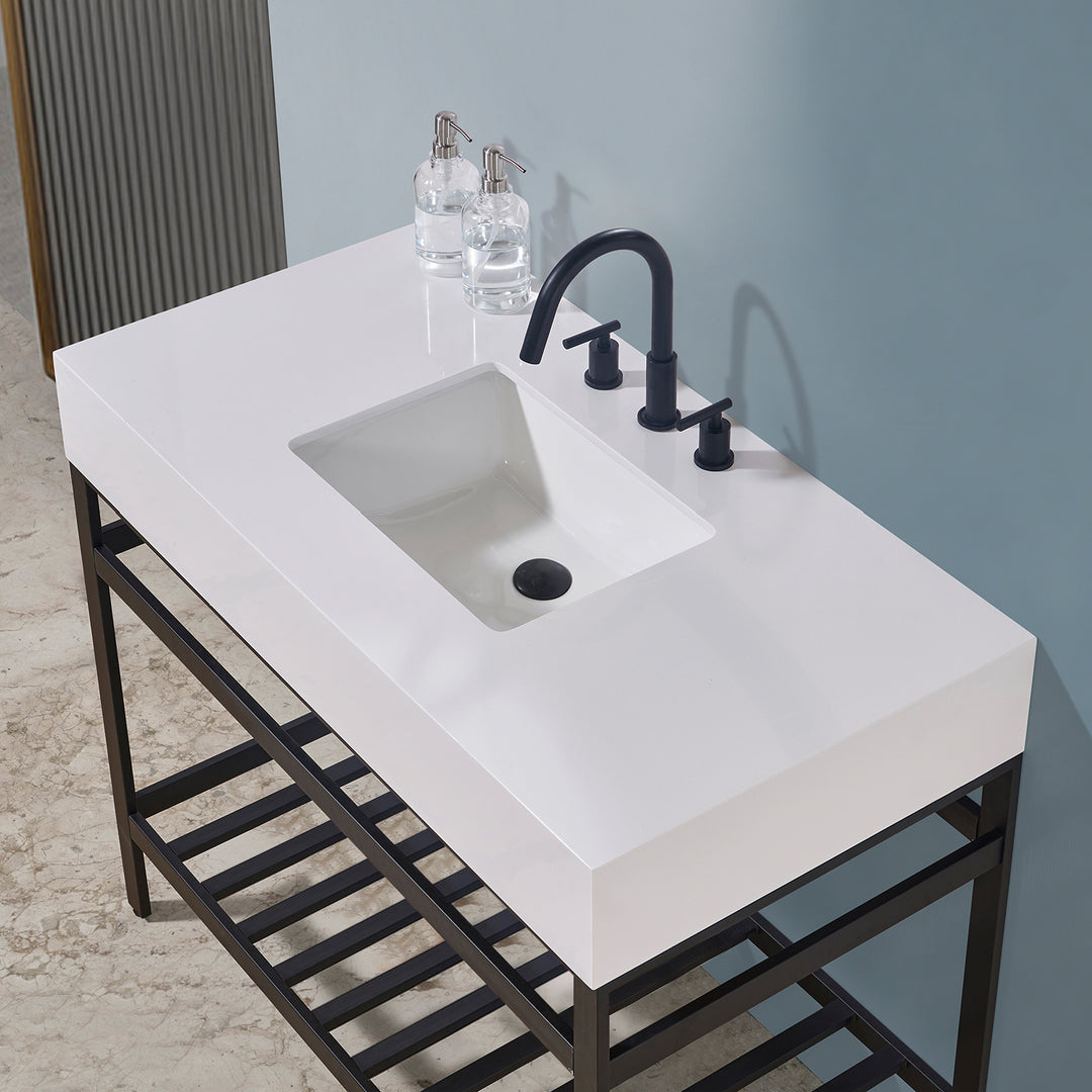 Edolo 42" Single Stainless Steel Vanity Console