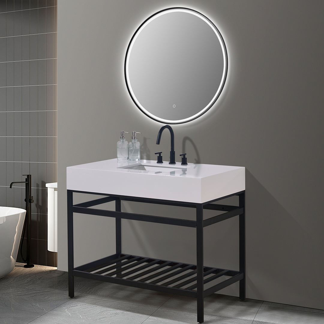 Edolo 42" Single Stainless Steel Vanity Console