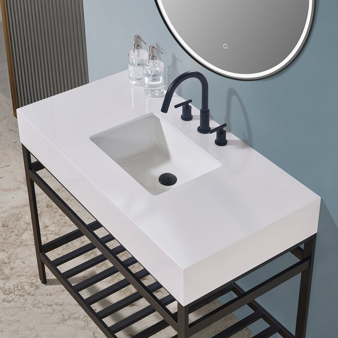 Edolo 42" Single Stainless Steel Vanity Console