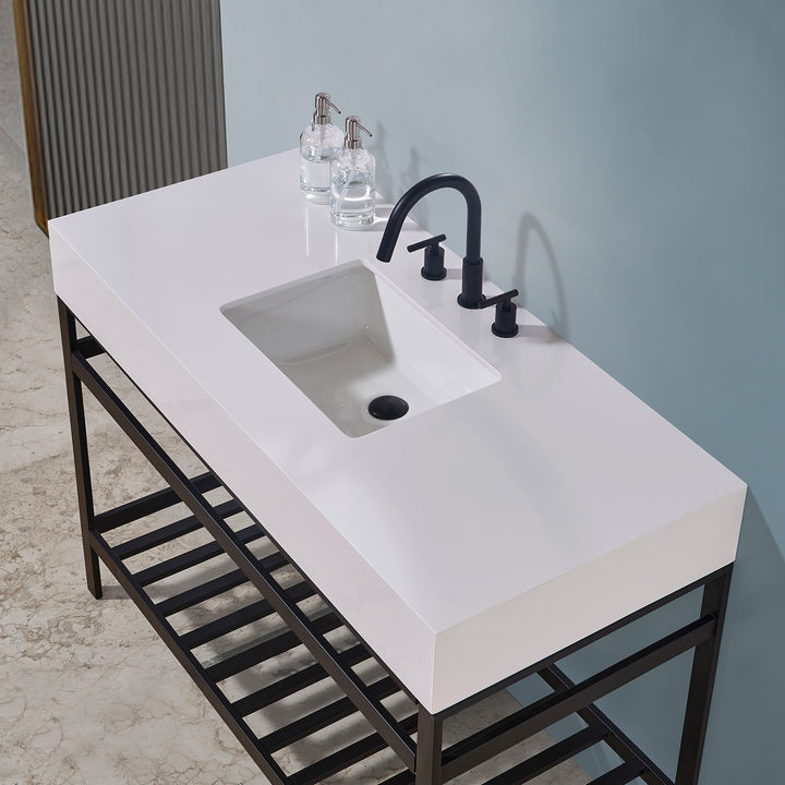 Edolo 48" Single Stainless Steel Vanity Console