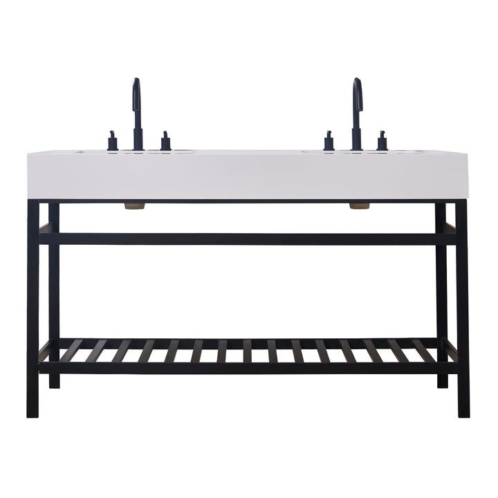 Edolo 60" Double Stainless Steel Vanity Console