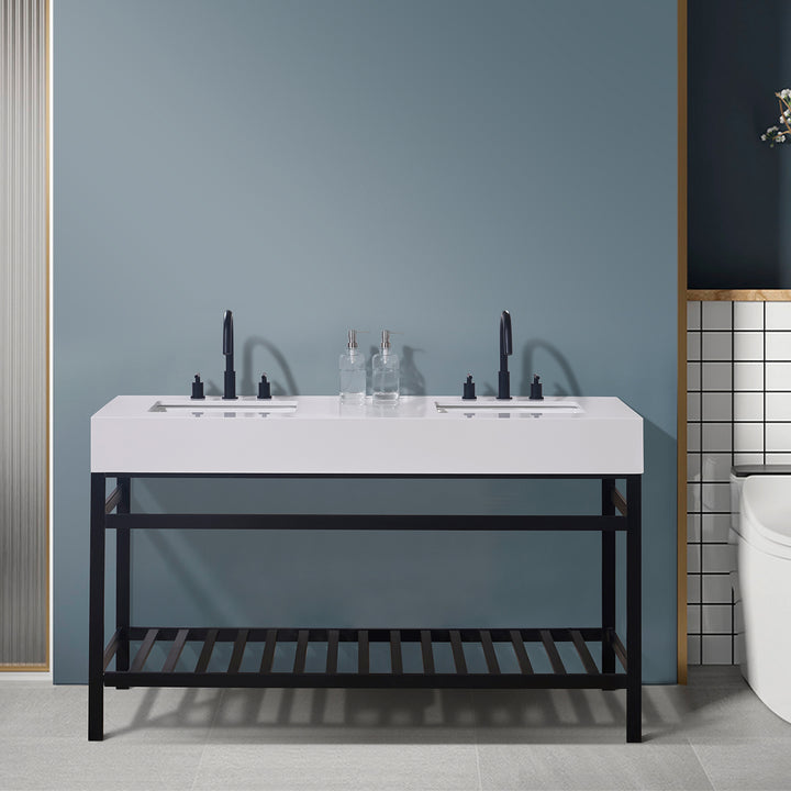 Edolo 60" Double Stainless Steel Vanity Console