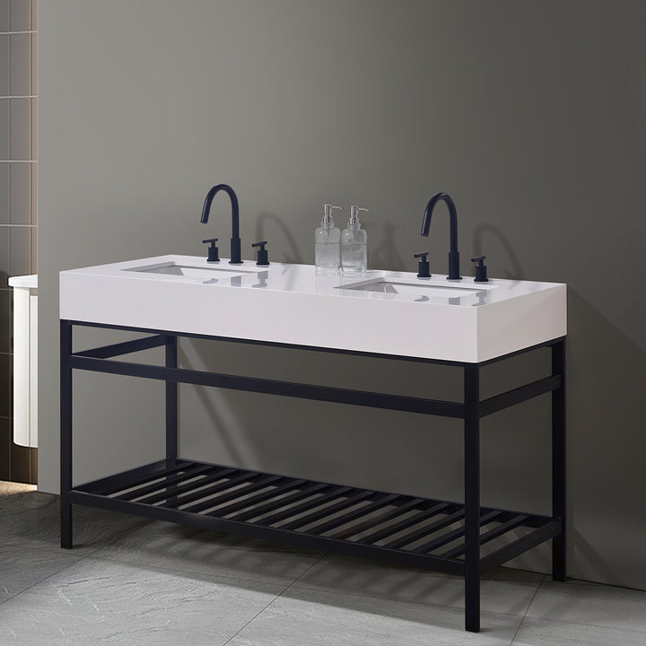 Edolo 60" Double Stainless Steel Vanity Console