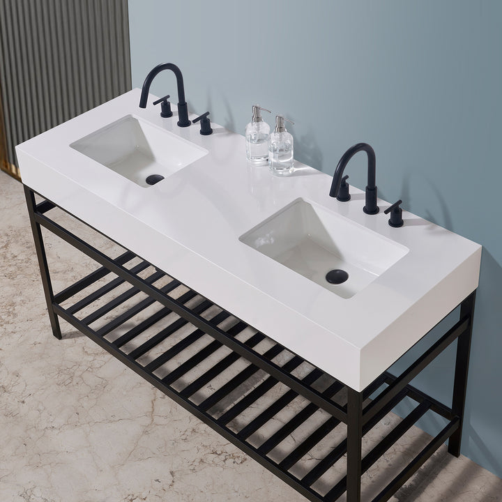 Edolo 60" Double Stainless Steel Vanity Console