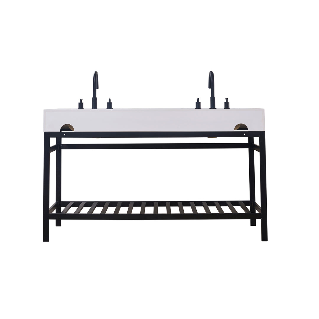 Edolo 60" Double Stainless Steel Vanity Console