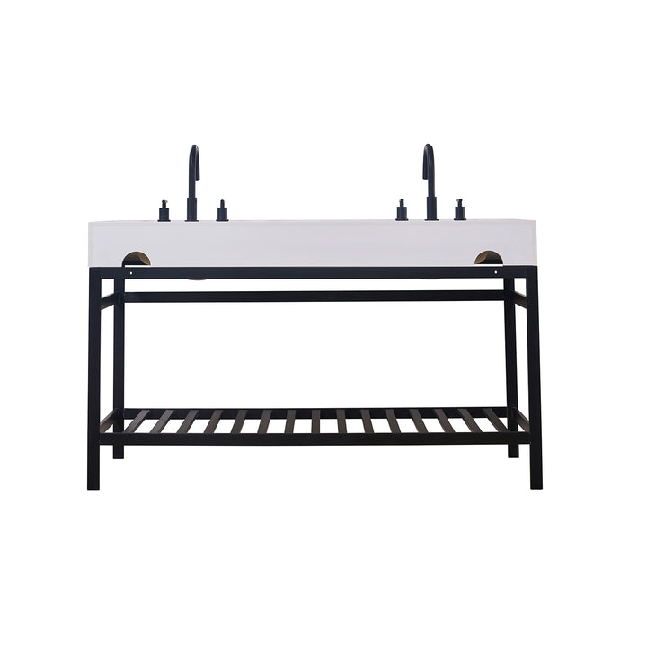 Edolo 60" Double Stainless Steel Vanity Console