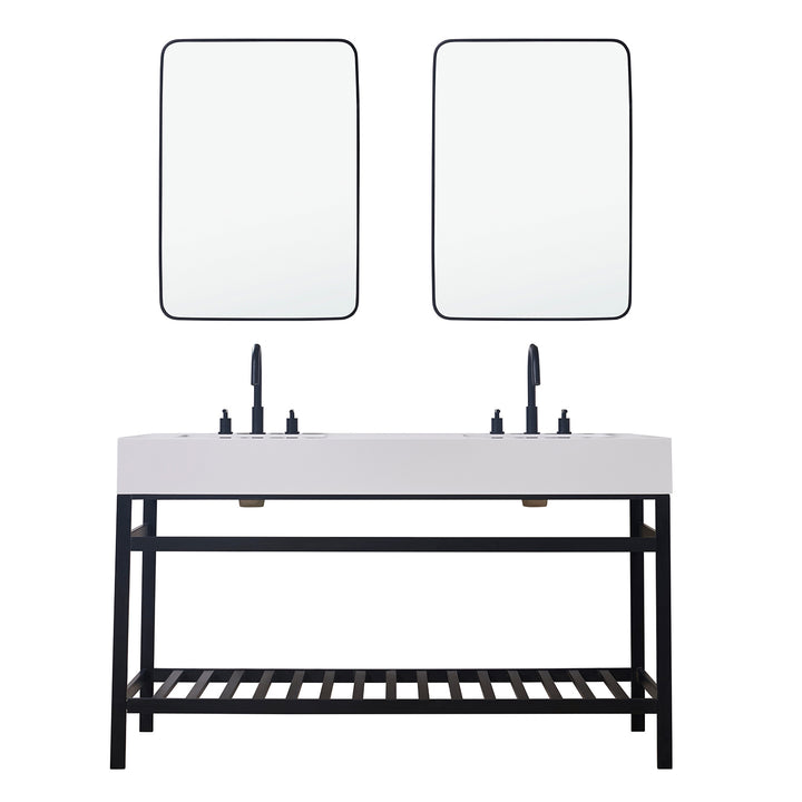 Edolo 60" Double Stainless Steel Vanity Console