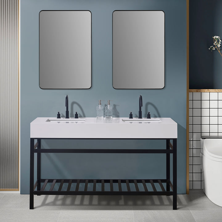 Edolo 60" Double Stainless Steel Vanity Console