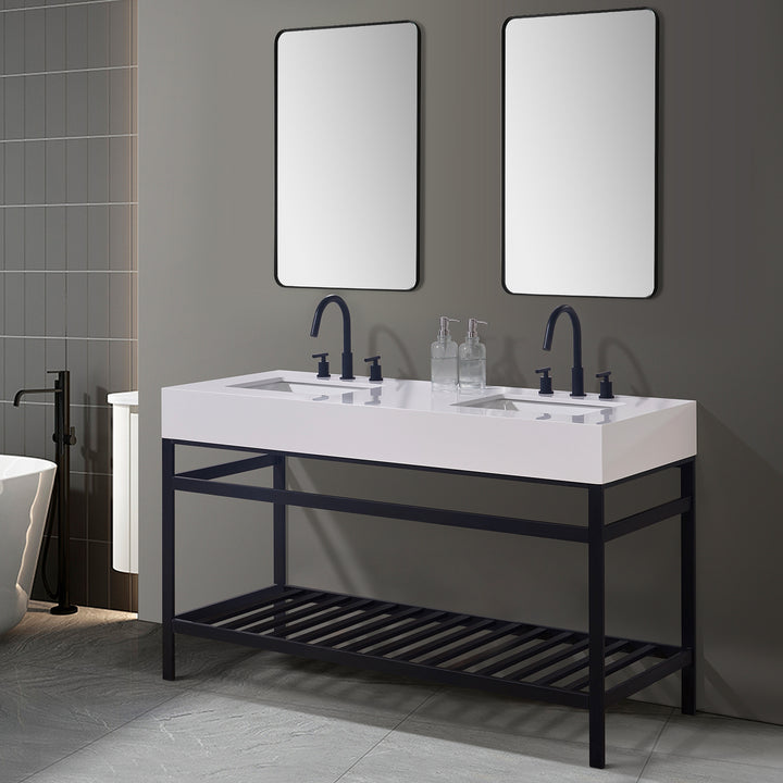 Edolo 60" Double Stainless Steel Vanity Console