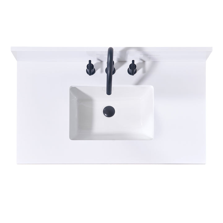 Andalo Composite Stone Vanity Top in Snow White with White Sink