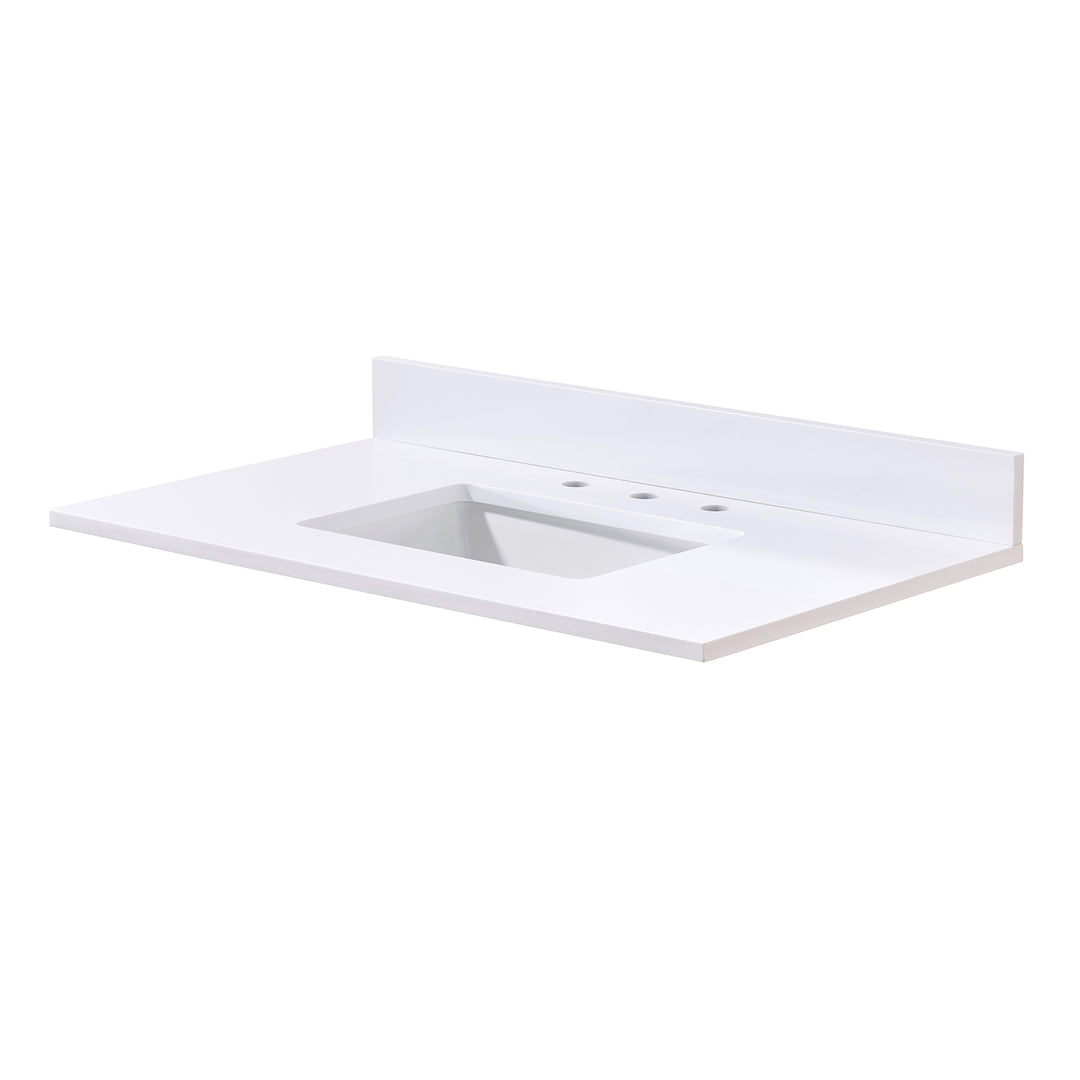Andalo Composite Stone Vanity Top in Snow White with White Sink