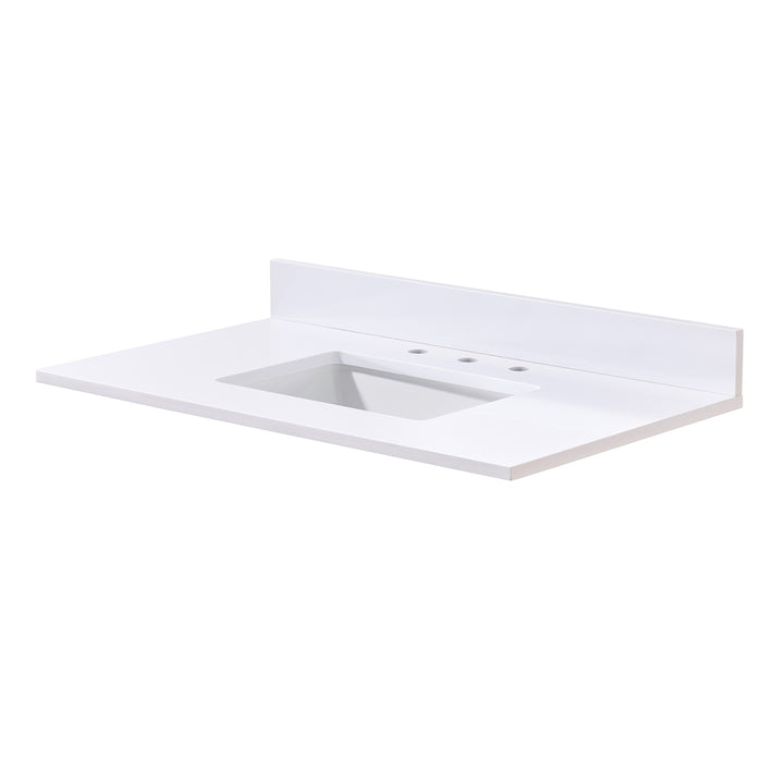 Andalo Composite Stone Vanity Top in Snow White with White Sink