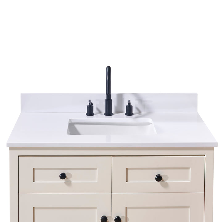 Andalo Composite Stone Vanity Top in Snow White with White Sink