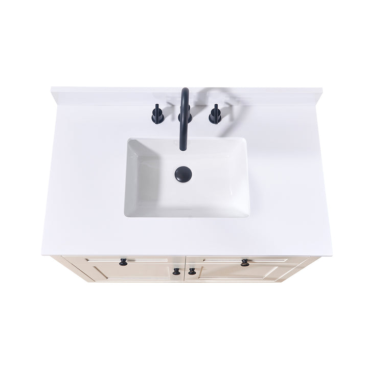 Andalo Composite Stone Vanity Top in Snow White with White Sink