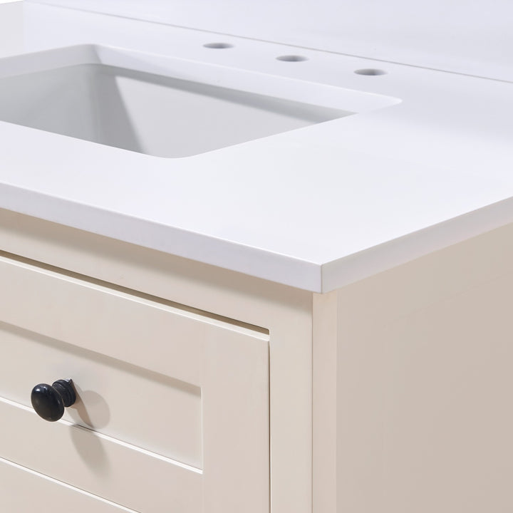 Andalo Composite Stone Vanity Top in Snow White with White Sink
