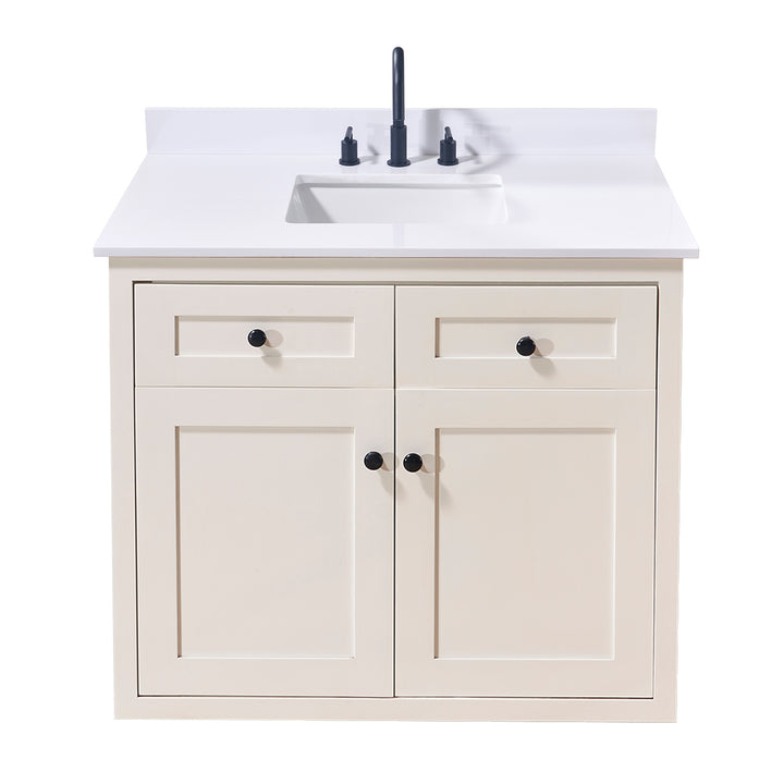 Andalo Composite Stone Vanity Top in Snow White with White Sink