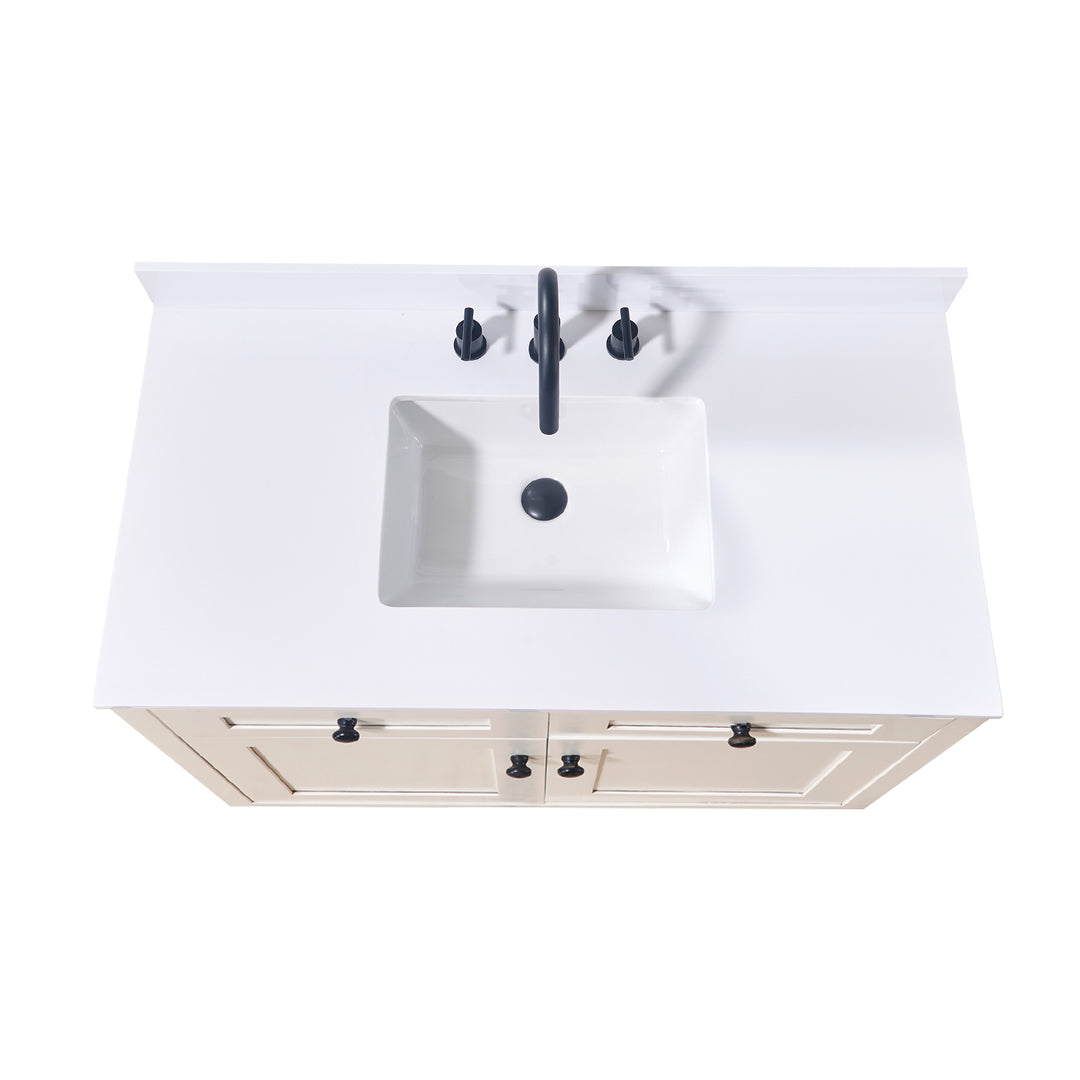 Andalo Composite Stone Vanity Top in Snow White with White Sink