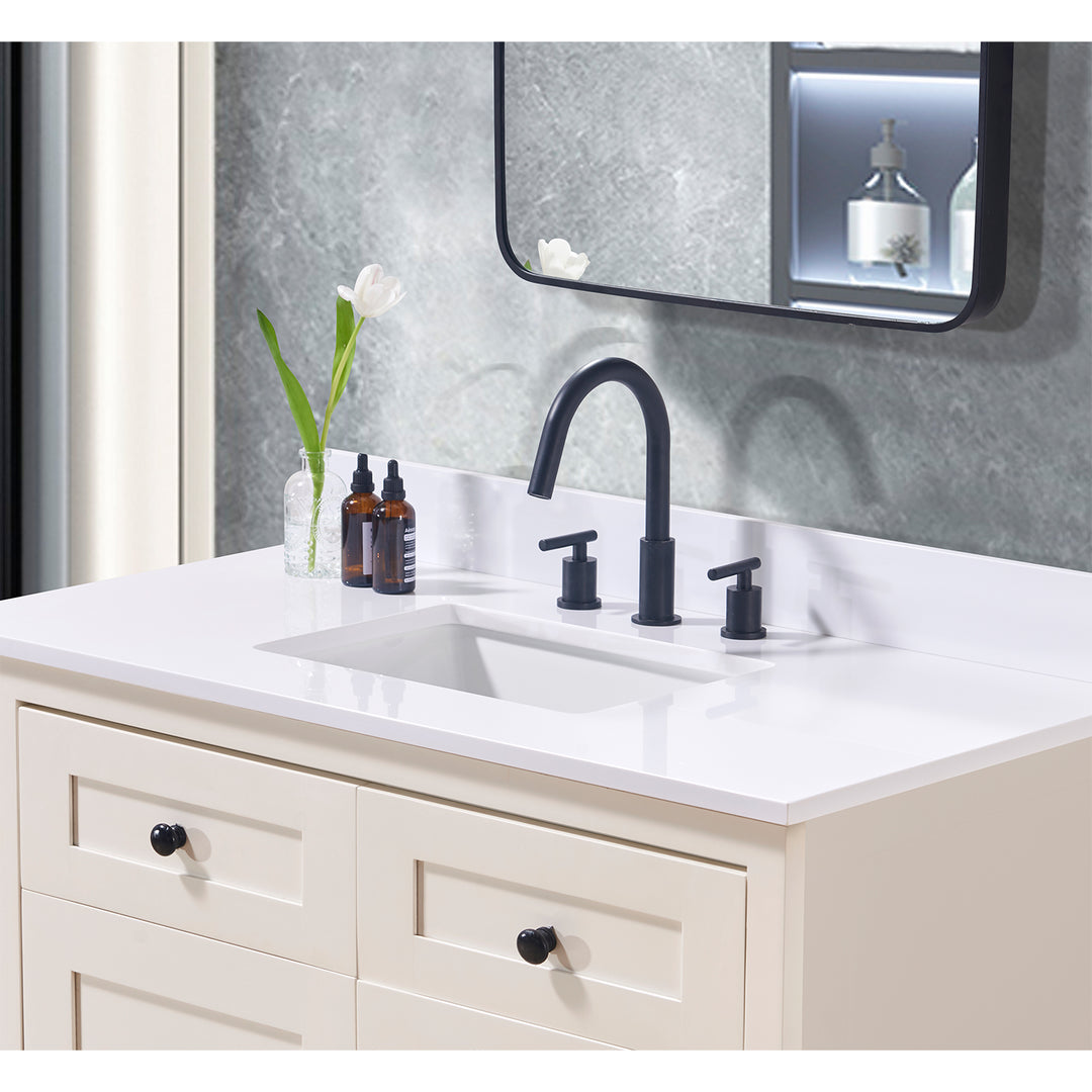Andalo Composite Stone Vanity Top in Snow White with White Sink