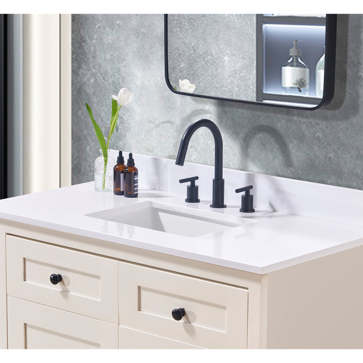 Andalo Composite Stone Vanity Top in Snow White with White Sink