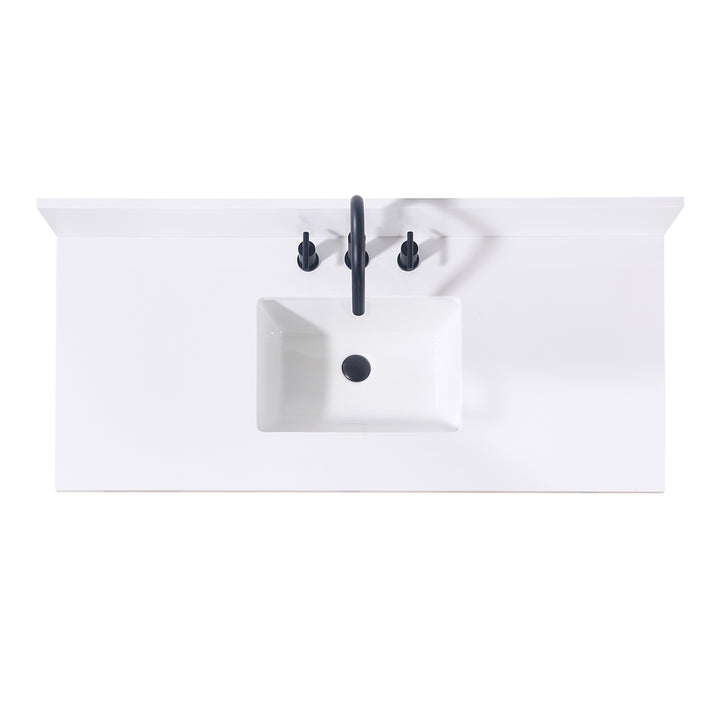 Andalo Composite Stone Vanity Top in Snow White with White Sink