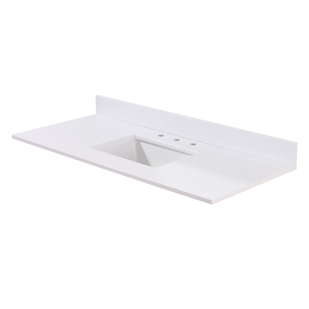 Andalo Composite Stone Vanity Top in Snow White with White Sink