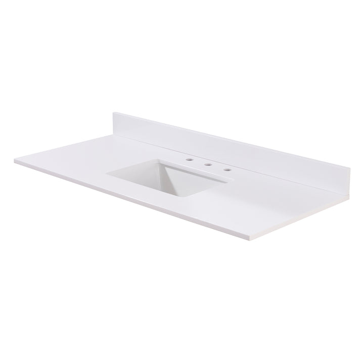 Andalo Composite Stone Vanity Top in Snow White with White Sink