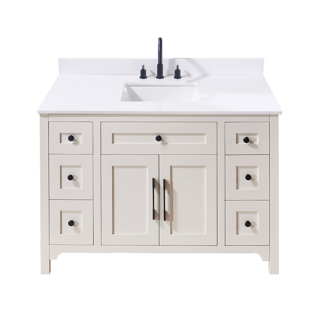Andalo Composite Stone Vanity Top in Snow White with White Sink