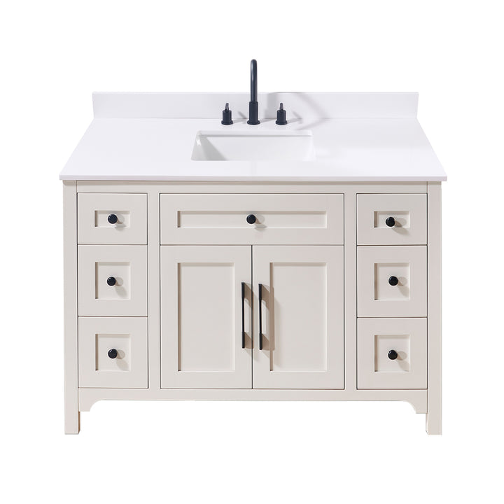 Andalo Composite Stone Vanity Top in Snow White with White Sink