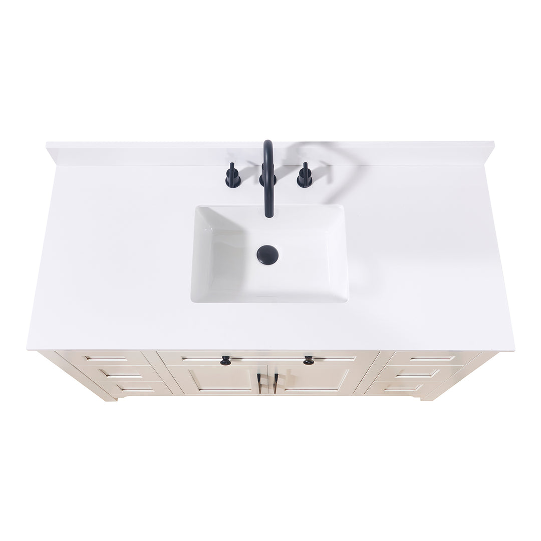 Andalo Composite Stone Vanity Top in Snow White with White Sink