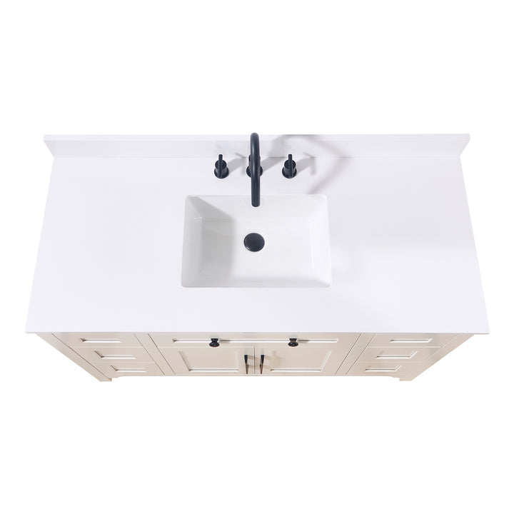 Andalo Composite Stone Vanity Top in Snow White with White Sink